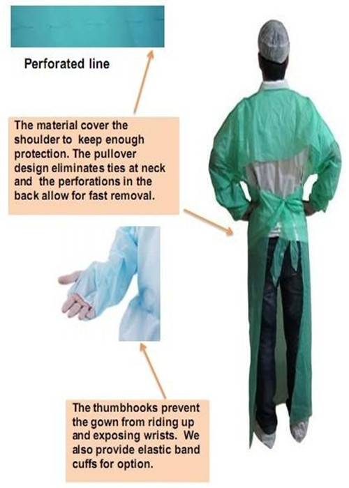 Blue Or Customized Medical Sterile CPE Disposable Surgical Gowns For Operating Room