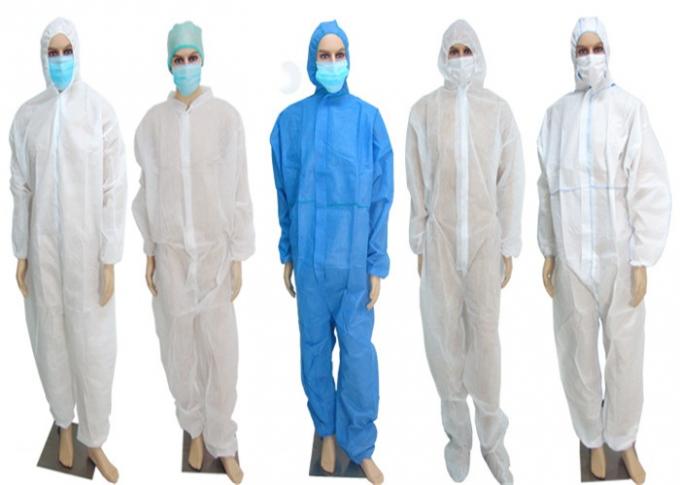 PE Coated PP Disposable Coverall Suit , Hazmat Coverall Suit For Pharmacy / Chemistry