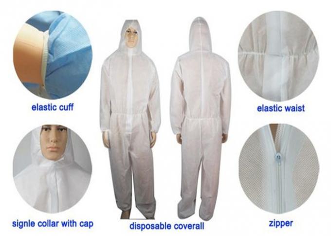 Acid Resistant Protecting Disposable Hooded Suits Flame Retardant Chemical Resistant