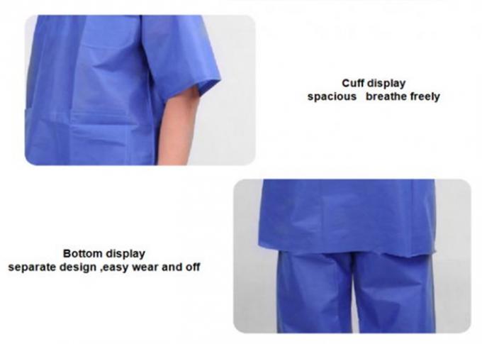 Breathable Disposable Scrub Suits PP SMS Nonwoven Hospital Uniforms For Patients