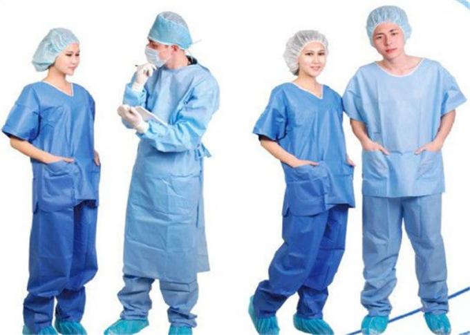 PP Coated Material Disposable Operating Gowns Eco Friendly Non Irritating Blue