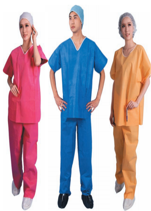 SMS / PP Scrub Clothing Disposable Cleaning Suits Patient Exam Gowns 50 Sets / Case