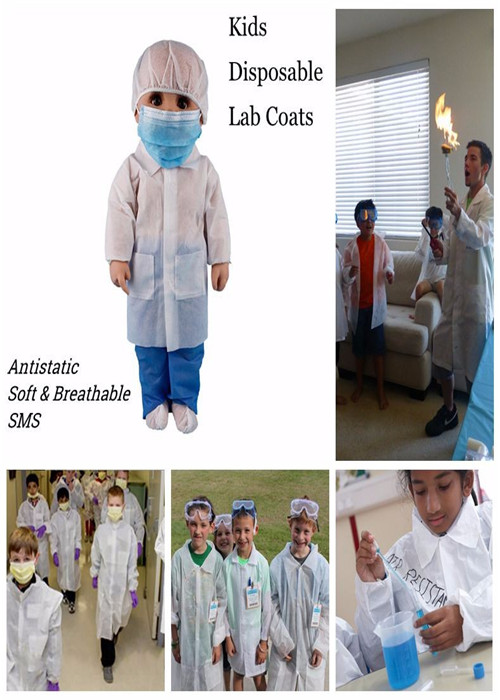 White Disposable Lab Coats Small , Disposable Childrens Lab Coats With Collar