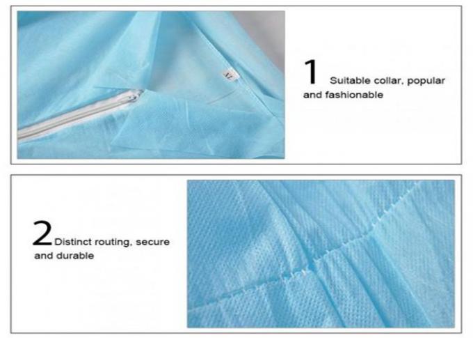 Non Irritating Blue Disposable Laboratory Coats With Velcro Closure 50pcs / Case