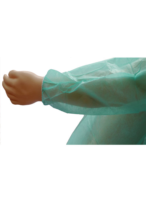 Laboratory Use Disposable Medical Lab Coat With Single Collar Elastic Cuffs Green