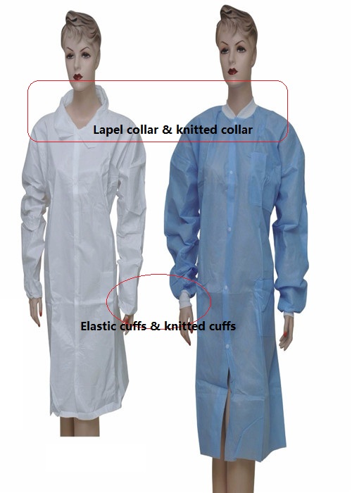 Impervious Long Sleeve Disposable Lab Coats Anti Bacteria With Zipper PP / PE Coating