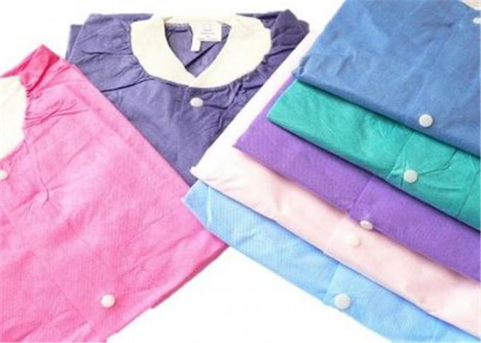Single Collar Colored Lab Coats Disposable With White / Blue / Pink / Purple Color