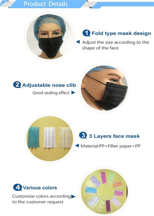 Black Chemical Protective Face Mask Surgical Disposable For Laboratory Pharmacy Use