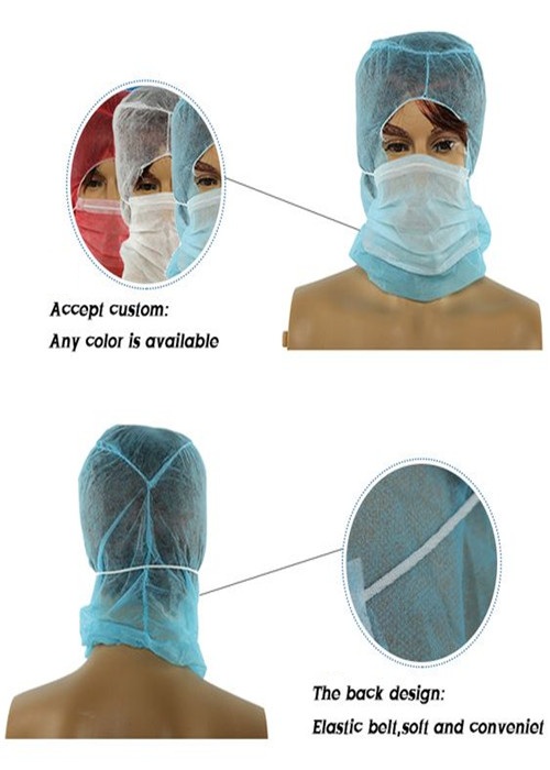 Disposable Surgical Bouffant Hats With Face Mask One Time Astronaut Cap For Pharmaceutical