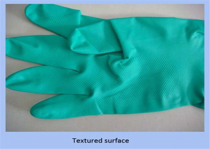 Chemical Resistant Reusable Nitrile Industrial Gloves Embossing Green Customized