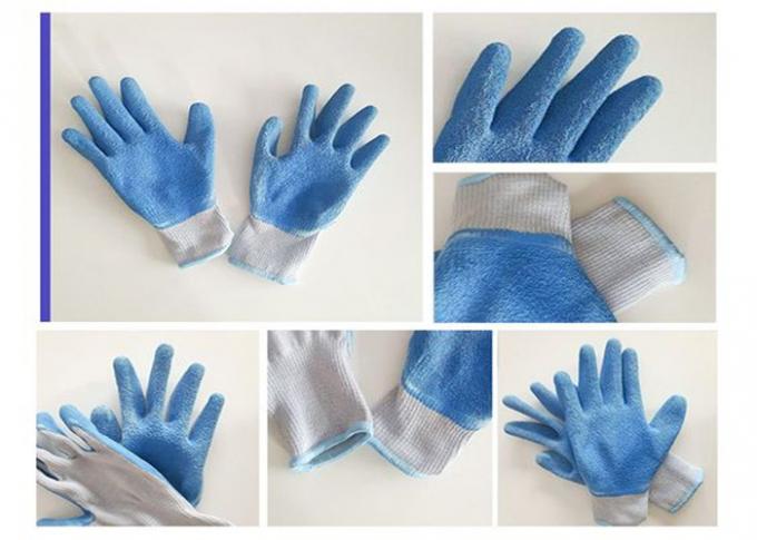 Puncture Abrasion Resistance Mechanic Gloves Polyester Liner Latex Wrinkle Coating