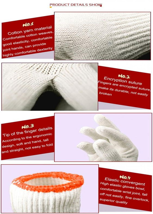 White Cotton Durable Breathable Hand Protection Gloves Sweat Absorbent Wear Abrasion