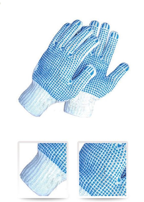 Double Sides PVC Dotted Hand Gloves Elastic Knitted Liner Safety Gloves Anti Slip
