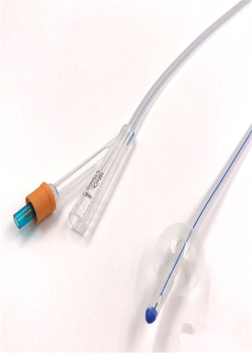 2 Way Transparent Silicone Disposable Urinary Catheters With Blue X-ray Opaque Line